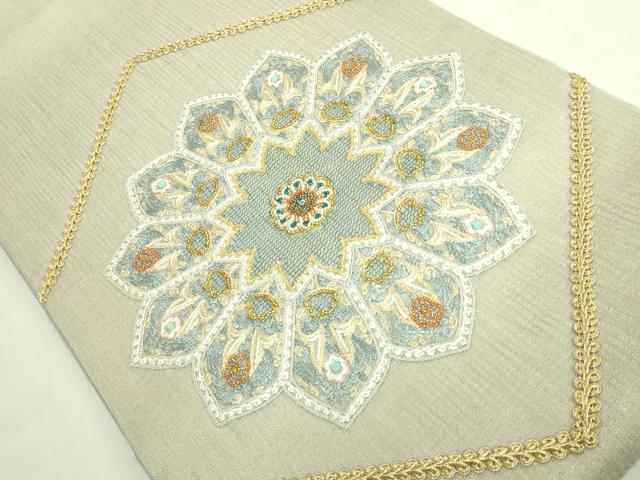 平和屋本店＊極上　夏物　山口美術織物　皇室　伊勢神宮御用　西陣織　太鼓柄袋帯　刺繍　ビーズ　正倉院花文　タグ付　逸品　DZAB5772kh6