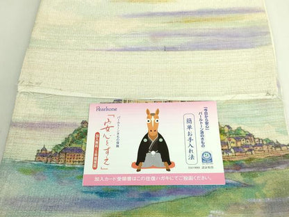 平和屋着物●極上　ユネスコ世界遺産表現作家　白川丈山　太鼓柄袋帯　手描き　モンサン・ミッシェル　金通し地 反端付き 逸品 DZAB5774kh6