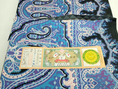 平和屋着物●極上　本場大島紬　両面　全通柄袋帯　ペイズリー　まさき織物　証紙・反端付き　逸品　DZAB5779kh6