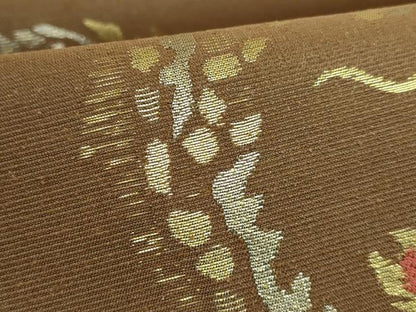 平和屋着物●極上　六通柄袋帯　紬地　龍　金銀糸　茶色地　逸品　DZAB5783kh6