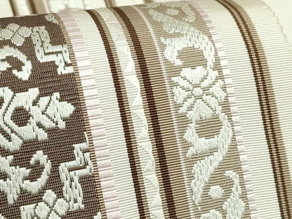 平和屋着物●極上　本場筑前博多織　八寸名古屋帯　絖彩間道　福絖織物　博多金ラベル　証紙付き　逸品　DZAB5785kh6