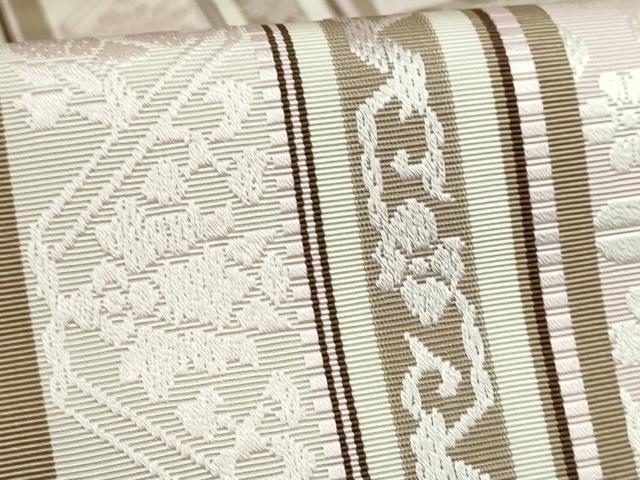 平和屋着物●極上　本場筑前博多織　八寸名古屋帯　絖彩間道　福絖織物　博多金ラベル　証紙付き　逸品　DZAB5785kh6
