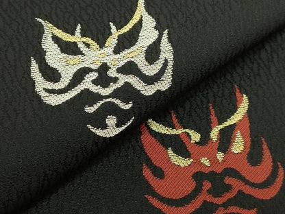 平和屋着物●極上　太鼓柄袋帯　隈取　黒地　金銀糸　逸品　DZAB5790kh6