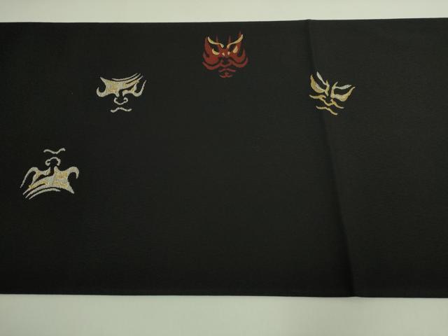 平和屋着物●極上　太鼓柄袋帯　隈取　黒地　金銀糸　逸品　DZAB5790kh6