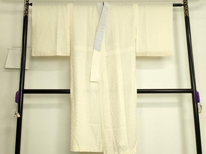 平和屋着物＊夏物 長襦袢 市松紋紗 絹洗衣 しどり 半衿刺繍 ビース やまと誂製 反端付き 逸品 DZAB5798kh6