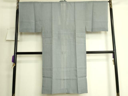 平和屋着物＊極上　夏物　男性　長襦袢　小千谷ちぢみ　麻　錆鉄御納戸色　反端付き　逸品　DZAB5800kh6