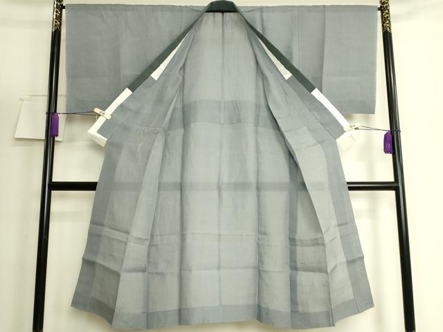 平和屋着物＊極上　夏物　男性　長襦袢　小千谷ちぢみ　麻　錆鉄御納戸色　反端付き　逸品　DZAB5800kh6