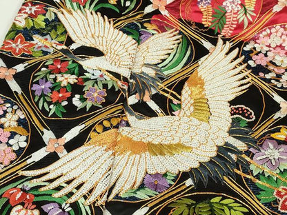 平和屋本店●最高級 中国三大刺繍 相良刺繍 駒刺繍 色打掛 和装 婚礼 結婚式 花嫁 神社挙式 飛鶴天井花車文 金糸 逸品 未使用 DZAB5801kh6