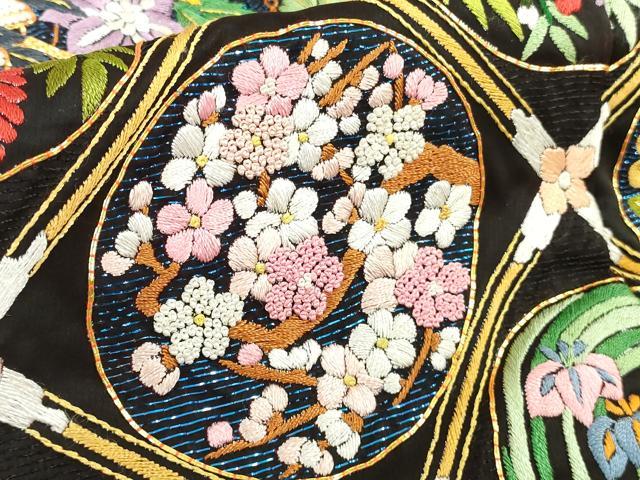 平和屋本店●最高級 中国三大刺繍 相良刺繍 駒刺繍 色打掛 和装 婚礼 結婚式 花嫁 神社挙式 飛鶴天井花車文 金糸 逸品 未使用 DZAB5801kh6