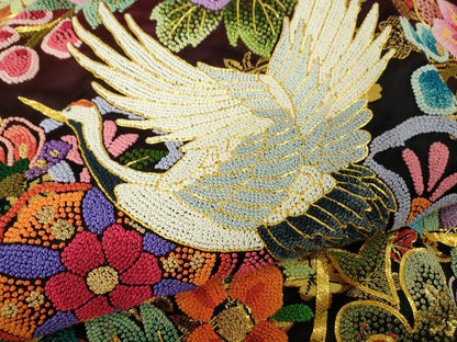 平和屋本店●最高級 中国三大刺繍 相良刺繍 駒刺繍 総刺繍 色打掛 和装 婚礼 結婚式 花嫁 飛鶴花文 暈し染め 金糸 逸品 未使用 DZAB5802kh6