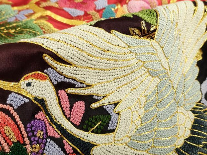 平和屋本店●最高級 中国三大刺繍 相良刺繍 駒刺繍 総刺繍 色打掛 和装 婚礼 結婚式 花嫁 飛鶴花文 暈し染め 金糸 逸品 未使用 DZAB5802kh6