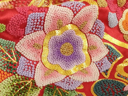 平和屋本店●最高級 中国三大刺繍 相良刺繍 駒刺繍 総刺繍 色打掛 和装 婚礼 結婚式 花嫁 飛鶴花文 暈し染め 金糸 逸品 未使用 DZAB5802kh6