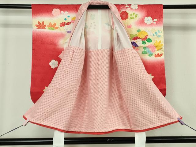 平和屋本店[]極上 創業460年・千總 七五三 女の子 3歳 祝着・襦袢・被布・帯揚げセット 駒刺繍 花楓文 暈し染め 金彩 箱付 逸品DZAB5804kh6