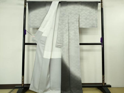平和屋本店●極上　皇室献上作家 北出与三郎　訪問着・長襦袢セット　松葉菱地紋　暈し染め　たとう紙・反端付き　逸品 未使用 DZAB5807kh6