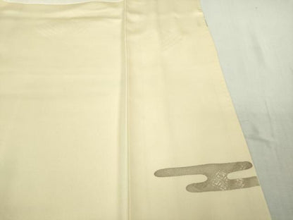 平和屋本店●希少　皇室献上作家　野村静枝　佐賀錦　訪問着　エ霞松葉文　鳥の子色地　金銀糸　反端付き　逸品　未使用　DZAB5808kh6