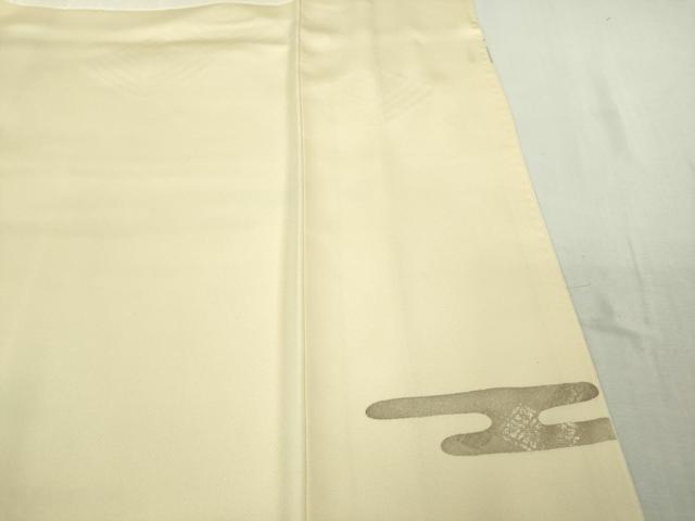 平和屋本店●希少　皇室献上作家　野村静枝　佐賀錦　訪問着　エ霞松葉文　鳥の子色地　金銀糸　反端付き　逸品　未使用　DZAB5808kh6