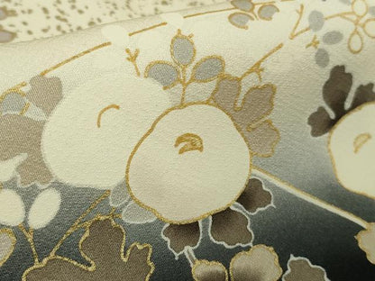 平和屋本店●極上　訪問着　駒刺繍　藤花房　秋草文　黒地　暈し染め　金彩　逸品　DZAB5810kh6