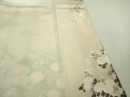 平和屋本店●極上　訪問着　駒刺繍　藤花房　秋草文　黒地　暈し染め　金彩　逸品　DZAB5810kh6