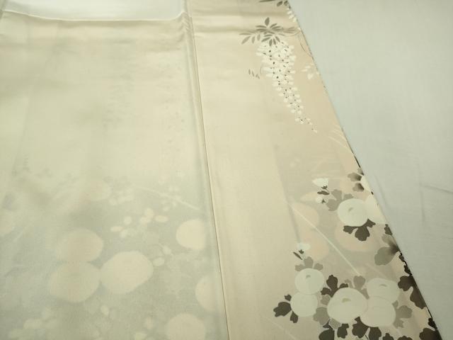 平和屋本店●極上　訪問着　駒刺繍　藤花房　秋草文　黒地　暈し染め　金彩　逸品　DZAB5810kh6