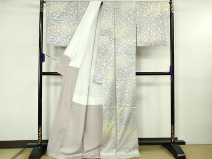 平和屋本店●極上　小紋　花唐草文　暈し染め　銀彩　逸品　DZAB5813kh6