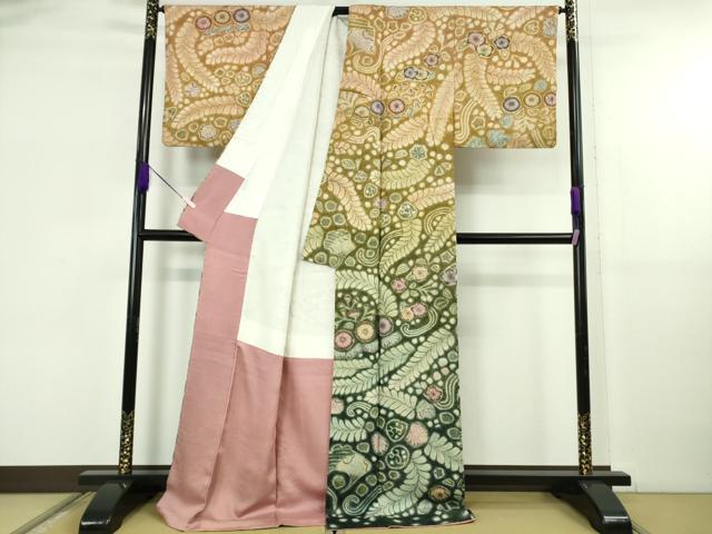 平和屋本店●極上　訪問着　辻が花　葵　暈し染め　金通し地　ロング丈　逸品　DZAB5819kh6