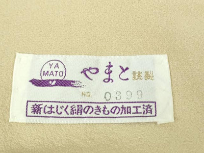 平和屋本店●極上　中国三大刺繍　スワトウ刺繍　汕頭刺繍　訪問着　四季花文　肌色地　金糸　やまと誂製　逸品　DZAB5826kh6