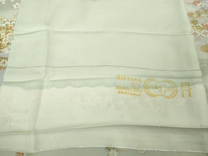 平和屋着物●極上　訪問着　駒刺繍　宝尽くし飛鶴霞文　白緑色地　暈し染め　金彩　反端付き　逸品　DZAB5827kh6