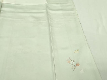 平和屋着物●極上　訪問着　駒刺繍　宝尽くし飛鶴霞文　白緑色地　暈し染め　金彩　反端付き　逸品　DZAB5827kh6