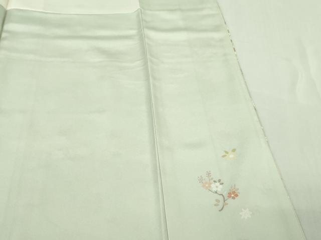 平和屋着物●極上　訪問着　駒刺繍　宝尽くし飛鶴霞文　白緑色地　暈し染め　金彩　反端付き　逸品　DZAB5827kh6