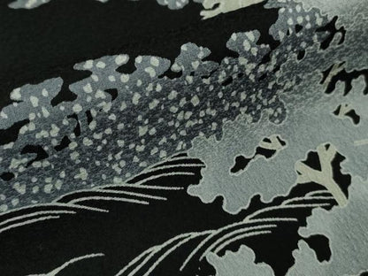 平和屋着物●極上　染色作家　石田凱宣　訪問着　樹林文　黒地　逸品　DZAB5832kh6