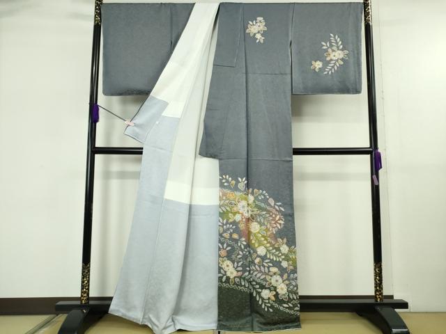 平和屋着物●極上　越後十日町の一流染匠　桐屋・翠山工房 徳永憲峰　辻が花　舞蝶文　暈し染め　金彩　銀通し地　振袖　逸品　DZAB4897kh6 平和屋着物○極上 越後十日町の一流染匠 桐屋・翠山工房 徳永憲峯 訪問
