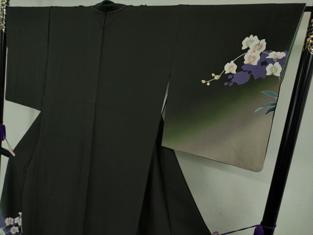 平和屋本店●極上　十日町友禅　女流作家　遠田藤舟　訪問着　胡蝶蘭　蝉色地　暈し染め　ロング丈　逸品　DZAB5837kh6