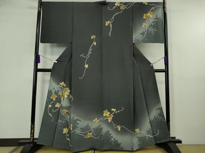 平和屋着物●極上　黄金糸　訪問着　瓢箪蔦の葉文　蝉色地　暈し染め　金彩　やまと誂製　逸品　未使用　DZAB5838kh6