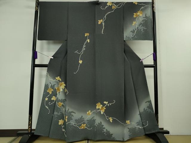 平和屋着物●極上　黄金糸　訪問着　瓢箪蔦の葉文　蝉色地　暈し染め　金彩　やまと誂製　逸品　未使用　DZAB5838kh6