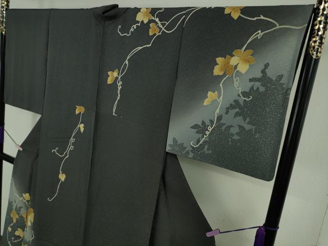 平和屋着物●極上　黄金糸　訪問着　瓢箪蔦の葉文　蝉色地　暈し染め　金彩　やまと誂製　逸品　未使用　DZAB5838kh6