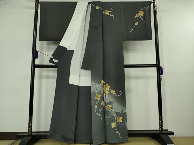平和屋着物●極上　黄金糸　訪問着　瓢箪蔦の葉文　蝉色地　暈し染め　金彩　やまと誂製　逸品　未使用　DZAB5838kh6