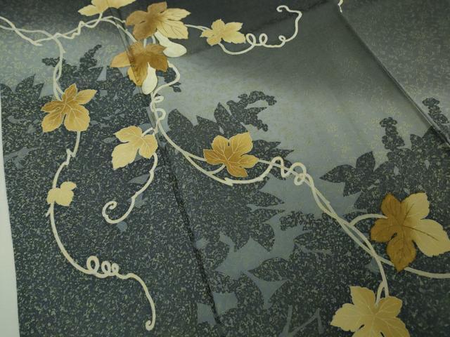平和屋着物●極上　黄金糸　訪問着　瓢箪蔦の葉文　蝉色地　暈し染め　金彩　やまと誂製　逸品　未使用　DZAB5838kh6