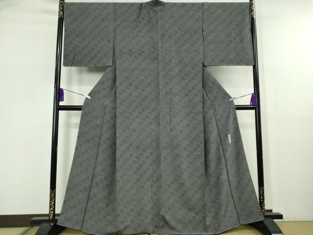 平和屋本店●極上 人間国宝 初代 六谷梅軒(六谷紀久男)錐彫り 重要無形文化 財伊勢型紙 江戸小紋 藍墨茶色×墨色 逸品 未使用 DZAB5839kh6