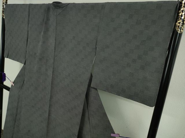 平和屋本店●極上 人間国宝 初代 六谷梅軒(六谷紀久男)錐彫り 重要無形文化 財伊勢型紙 江戸小紋 藍墨茶色×墨色 逸品 未使用 DZAB5839kh6