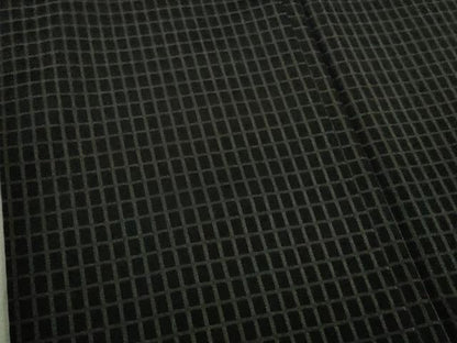 平和屋本店●極上　お召　吉野間道　黒地　反端付き　逸品　DZAB5843kh6