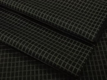 平和屋本店●極上　お召　吉野間道　黒地　反端付き　逸品　DZAB5843kh6