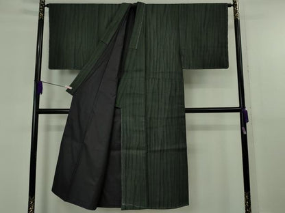 平和屋本店●極上　男性　創業280年　誉田屋源兵衛　紬　紙布　黒緑色地　証紙付き　逸品　未使用　DZAB5845kh6