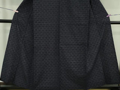 平和屋着物▽極上　久留米絣　単衣　綿　坂田織物謹製　濃紺地　証紙付き　逸品　未使用　DZAB5846kh6