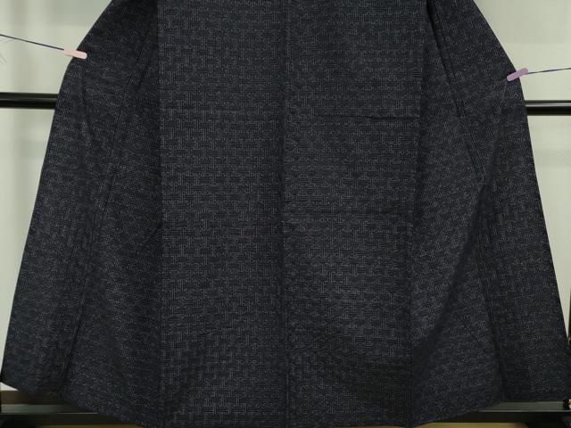 平和屋着物▽極上　久留米絣　単衣　綿　坂田織物謹製　濃紺地　証紙付き　逸品　未使用　DZAB5846kh6
