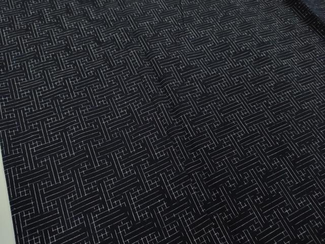 平和屋着物▽極上　久留米絣　単衣　綿　坂田織物謹製　濃紺地　証紙付き　逸品　未使用　DZAB5846kh6