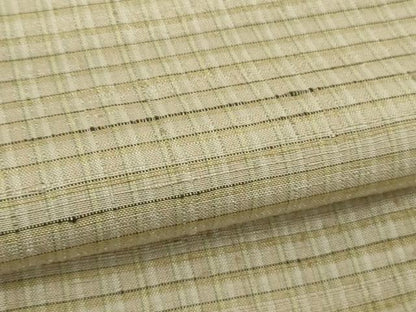 平和屋着物●極上　手織紬　格子　練色地　たとう紙・反端付き　逸品　DZAB5850kh6