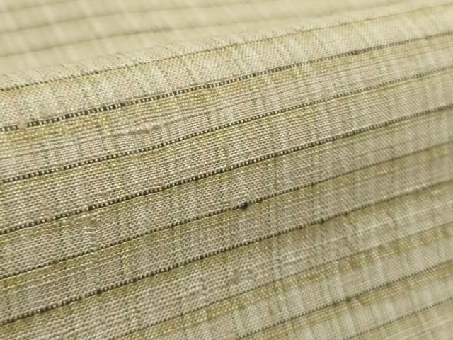 平和屋着物●極上　手織紬　格子　練色地　たとう紙・反端付き　逸品　DZAB5850kh6