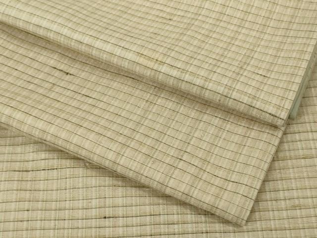 平和屋着物●極上　手織紬　格子　練色地　たとう紙・反端付き　逸品　DZAB5850kh6