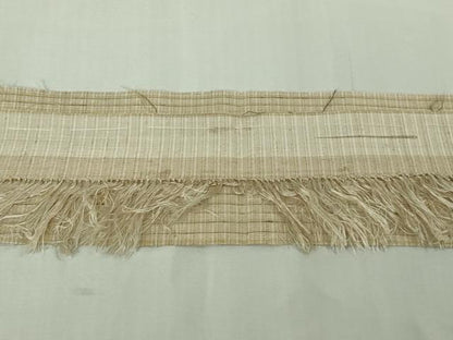 平和屋着物●極上　手織紬　格子　練色地　たとう紙・反端付き　逸品　DZAB5850kh6