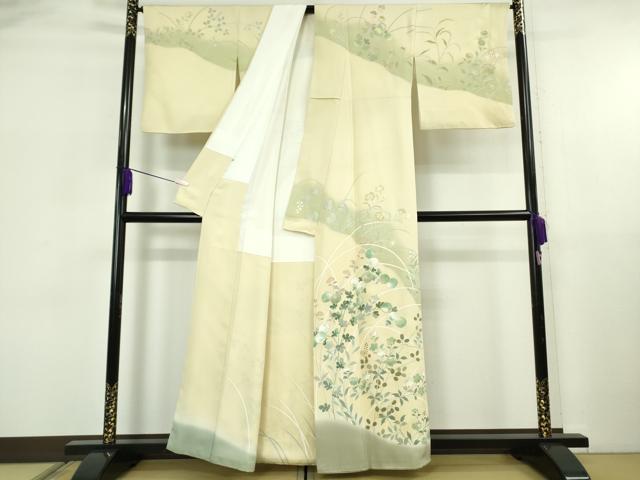 平和屋本店●極上　創業460年・千總　訪問着　刺繍　草花文　鳥の子色地　暈し染め　金彩　高島屋扱い　逸品　DZAB5851kh6